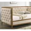 Kiwaou Twin Size Daybed in Natural Oak, Transitional Style with Diamond Tufting and Wood Trim, Mattress Ready for Living Room or Bedroom view 4