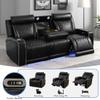 Dekmxas Breathing Leather Power Reclining Sofa with Cup Holders, Living Room Furniture with 2 Recliners, 3 Seater Leather Sofa Couch with Flip-Down Table/USB Port for Living Room/Office/Home Theater view 3