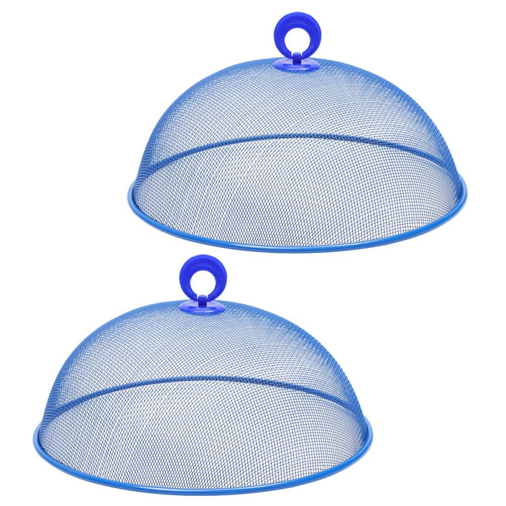 VALICLUD 2Pcs 28Cm Blue Mesh Food Covers with Handle Metal Food Tent Protector for Kitchen and Dining Table Mesh Dome Screen for Protection and Serving