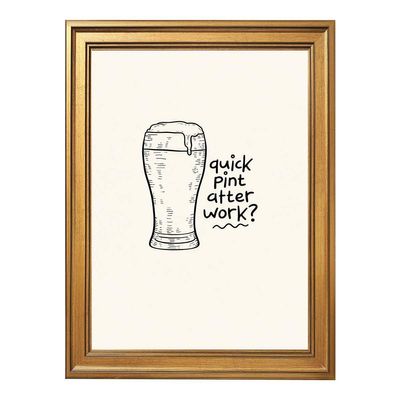 Vintage Framed Canvas Wall Art Beer Pint Sketch Art Print Retro Funny Poster Painting Pictures Wall Decor for Bar Kitchen Office (Framed,12W X16L)