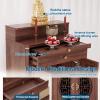 LENOGU HSATE Traditional Wooden Buddhist Altar Table with Storage, Natural Wood Brown Medium Cabinet, Chinese Offering Stand for Living Room, Home Decor (31in) view 2