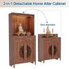 LENOGU HSATE Traditional Wooden Buddhist Altar Table with Storage, Natural Wood Brown Medium Cabinet, Chinese Offering Stand for Living Room, Home Decor (31in) view 4