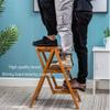 LumaGrove Solid Wood Folding Step Ladder Stool with Multi Layer Design Portable and Multi Functional Utility Chair Seat Non Slip Foot Cover Included(White,2 Steps) view 2