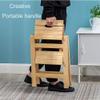 LumaGrove Solid Wood Folding Step Ladder Stool with Multi Layer Design Portable and Multi Functional Utility Chair Seat Non Slip Foot Cover Included(White,2 Steps) view 3