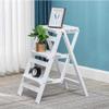 LumaGrove Solid Wood Folding Step Ladder Stool with Multi Layer Design Portable and Multi Functional Utility Chair Seat Non Slip Foot Cover Included(White,2 Steps) view 4