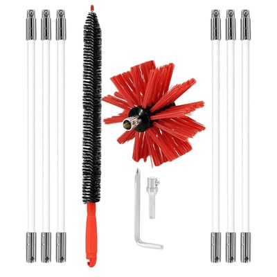 Chimney Brush Kit with 6 Rods, Nylon Dryer Vent Cleaner for Drills