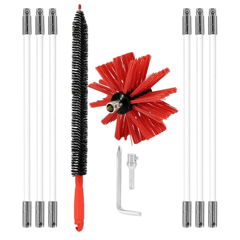 Chimney Brush Kit with 6 Rods, Nylon Dryer Vent Cleaner for Drills