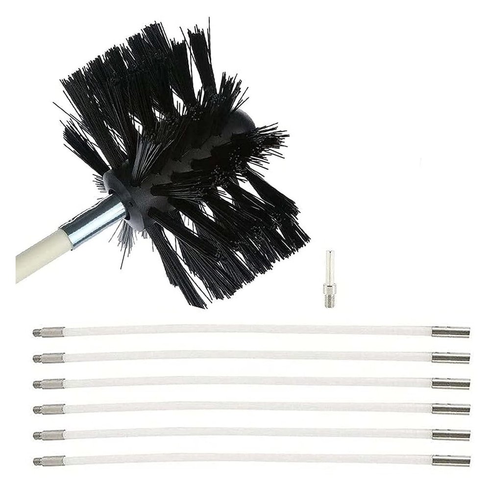 chimney sweep kit Chimney Sweeping Kit, Cleaning Tool With Flexible Rods And Brush Heads For Chimney, Dryer Vent, Sewer Pipe, Wood Stove(6 Rods,410mm)