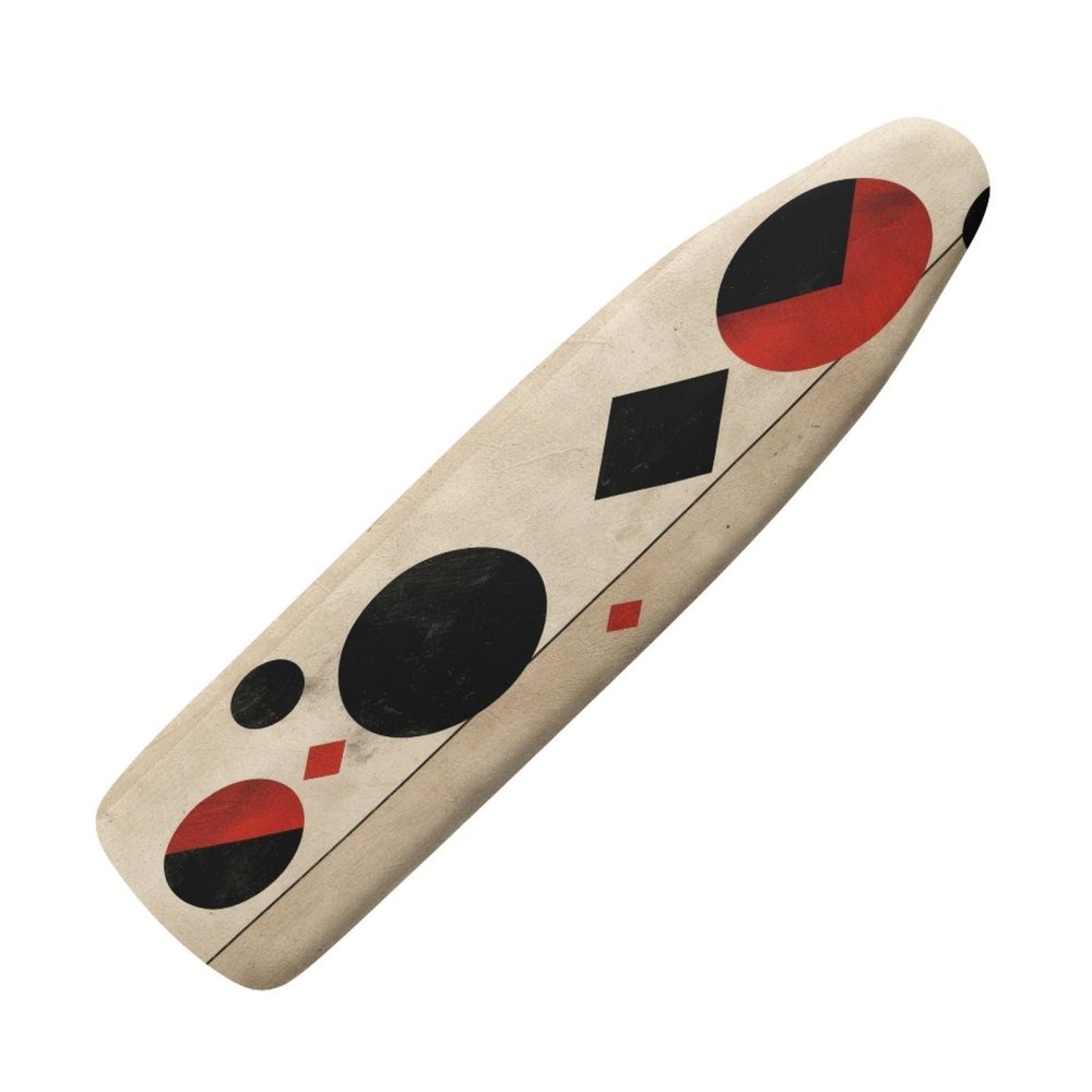 Large Ironing Board Cover and Pad 59x26 Minimal Geometric Red Black Iron Table Cover with Padding,Extra Wide,Resist Scorching and Staining,Heatproof,Adjustable Fastener Durable Stain