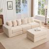 10-in-1 Convertible Modular Floor Sofa, L-Shaped Sectional Sleeper with 1 Ottoman and 6 Pillows, Corduroy Fabric, Beige for Living Room, No Assembly Needed view 1