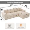 10-in-1 Convertible Modular Floor Sofa, L-Shaped Sectional Sleeper with 1 Ottoman and 6 Pillows, Corduroy Fabric, Beige for Living Room, No Assembly Needed view 2