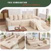 10-in-1 Convertible Modular Floor Sofa, L-Shaped Sectional Sleeper with 1 Ottoman and 6 Pillows, Corduroy Fabric, Beige for Living Room, No Assembly Needed view 3