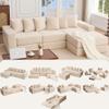 10-in-1 Convertible Modular Floor Sofa, L-Shaped Sectional Sleeper with 1 Ottoman and 6 Pillows, Corduroy Fabric, Beige for Living Room, No Assembly Needed view 4