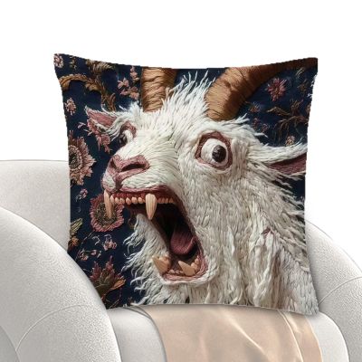 18x18 Pillow Cover, Screaming Goat Soft Plush Cushion Case, Funny Animal Throw Pillow, Home Decor Accent, Decorative Bed Couch Chair Accessory, Living Room Bedroom Apartment Dorm Hotel Farmhouse