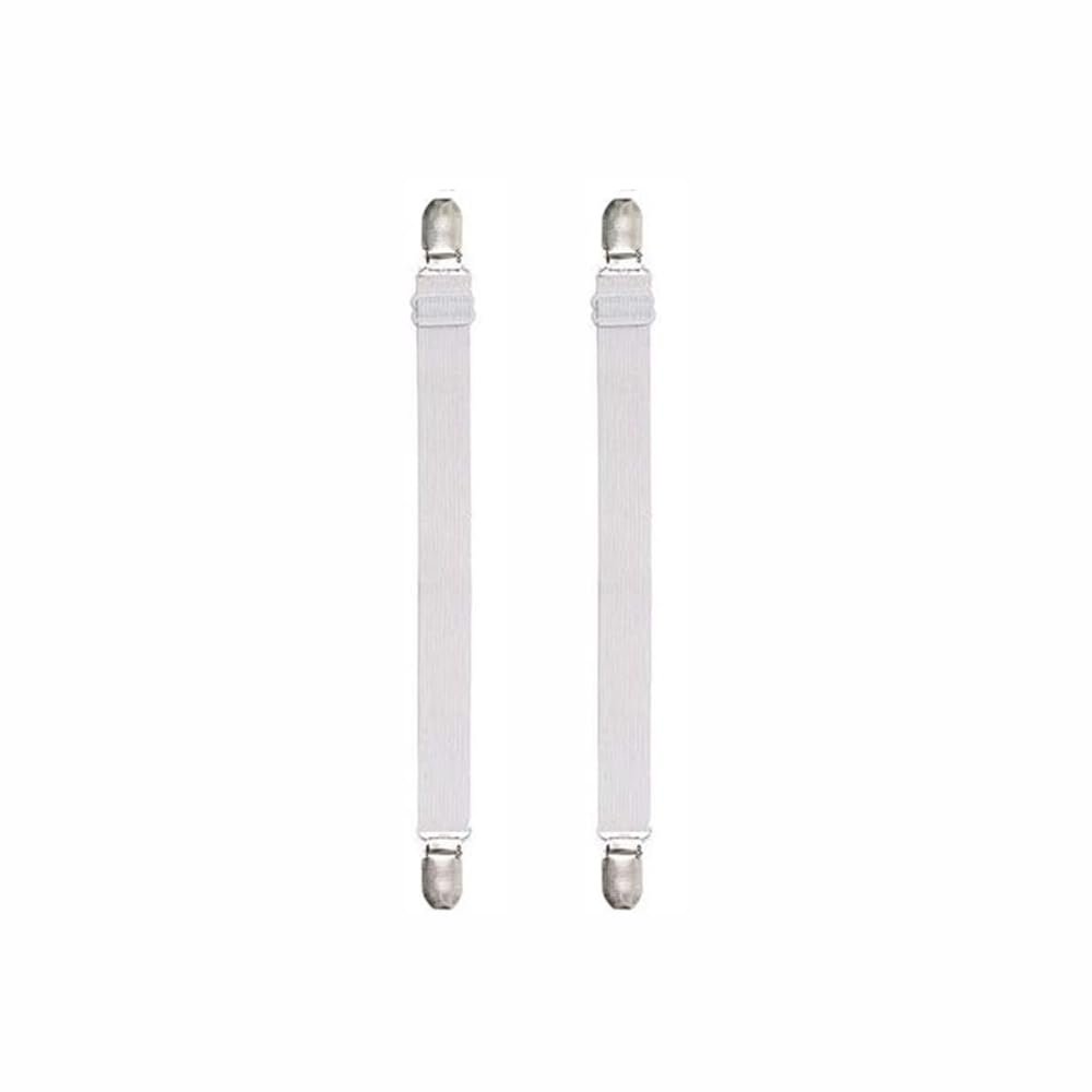 tooloflife 2 Pcs Bed Sheet Fasteners, Adjustable Mattress Suspenders Bed Corner Holders for Home Bedding Anti-Slip for Smooth Wrinkle-Free Bedding Daily Use (White)
