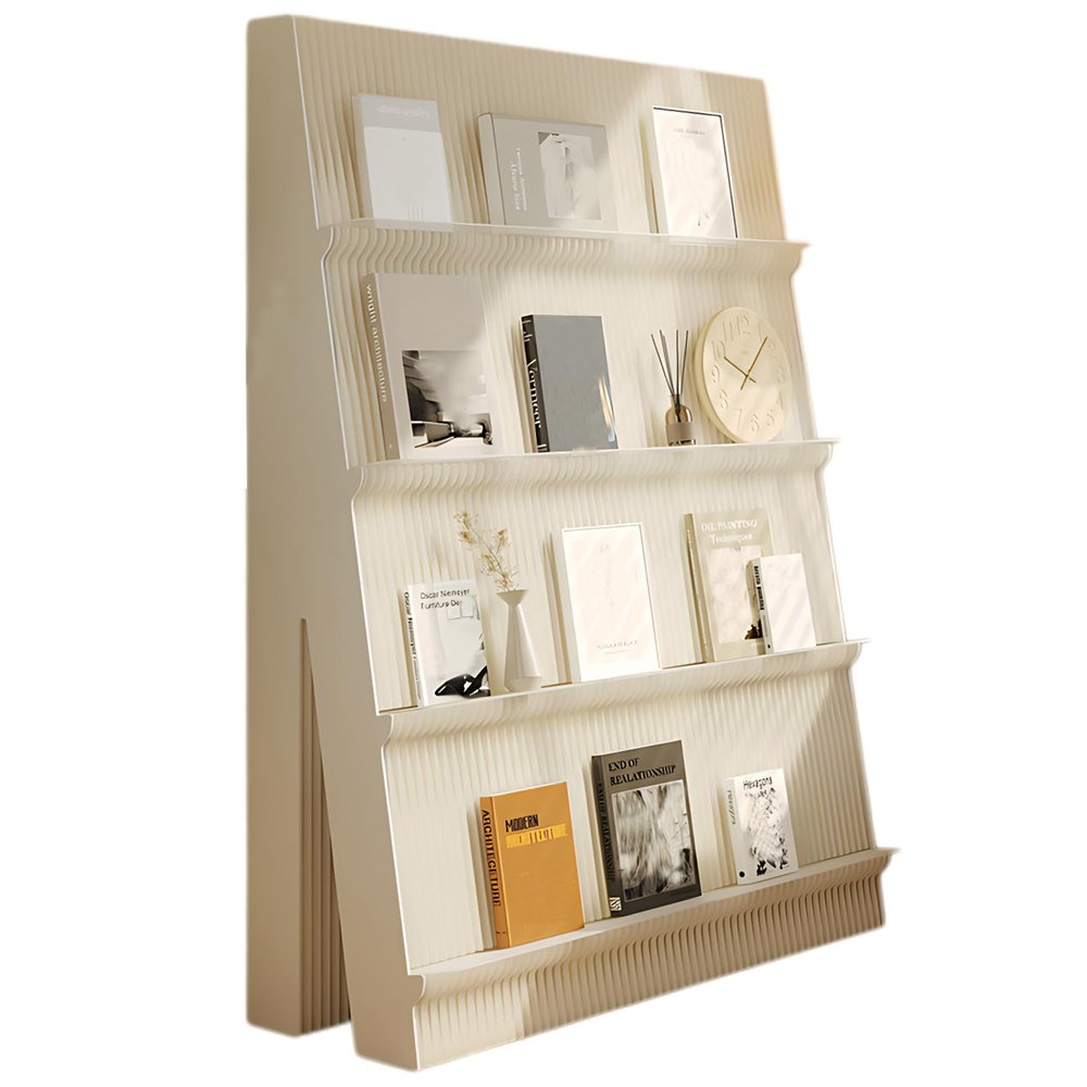 Folding Paper Storage Shelf,Paper Retractable Room Divider,Multi-Use as Bookcase, Display Rack & Organizer for Books,Scalable Storage Partition for Home Office Clothing Store White