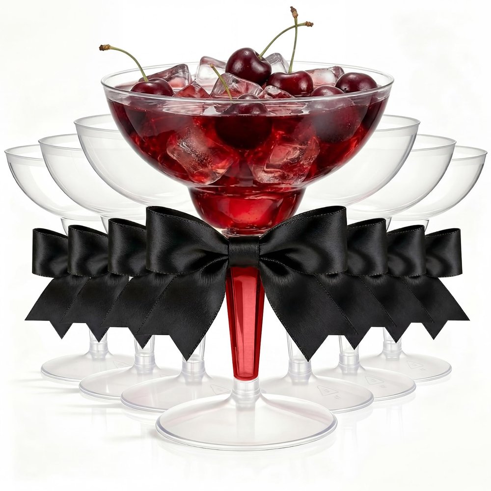 LemonRoad 36 Sets Plastic Martini Glasses, 12 oz, Black