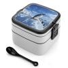 Snow Mountain Penguin Double Layer Bento Box Modern Minimalist Design Stackable Lunch Box Leak-Proof Rectangle Lunchable Food Container for Family Or Meal Prep Work On The Go view 1