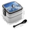Snow Mountain Penguin Double Layer Bento Box Modern Minimalist Design Stackable Lunch Box Leak-Proof Rectangle Lunchable Food Container for Family Or Meal Prep Work On The Go view 2