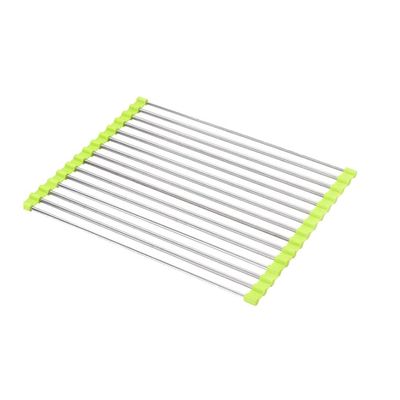 304 Stainless Steel Roll Up Dish Drying Rack for Kitchen Portable Sink Mat Roll-up Drying Racks Foldable Dish Drainers - 2pcs(Size:38x22cm)(Green,470X220MM)