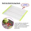 304 Stainless Steel Roll Up Dish Drying Rack for Kitchen Portable Sink Mat Roll-up Drying Racks Foldable Dish Drainers - 2pcs(Size:38x22cm)(Green,470X220MM) view 2