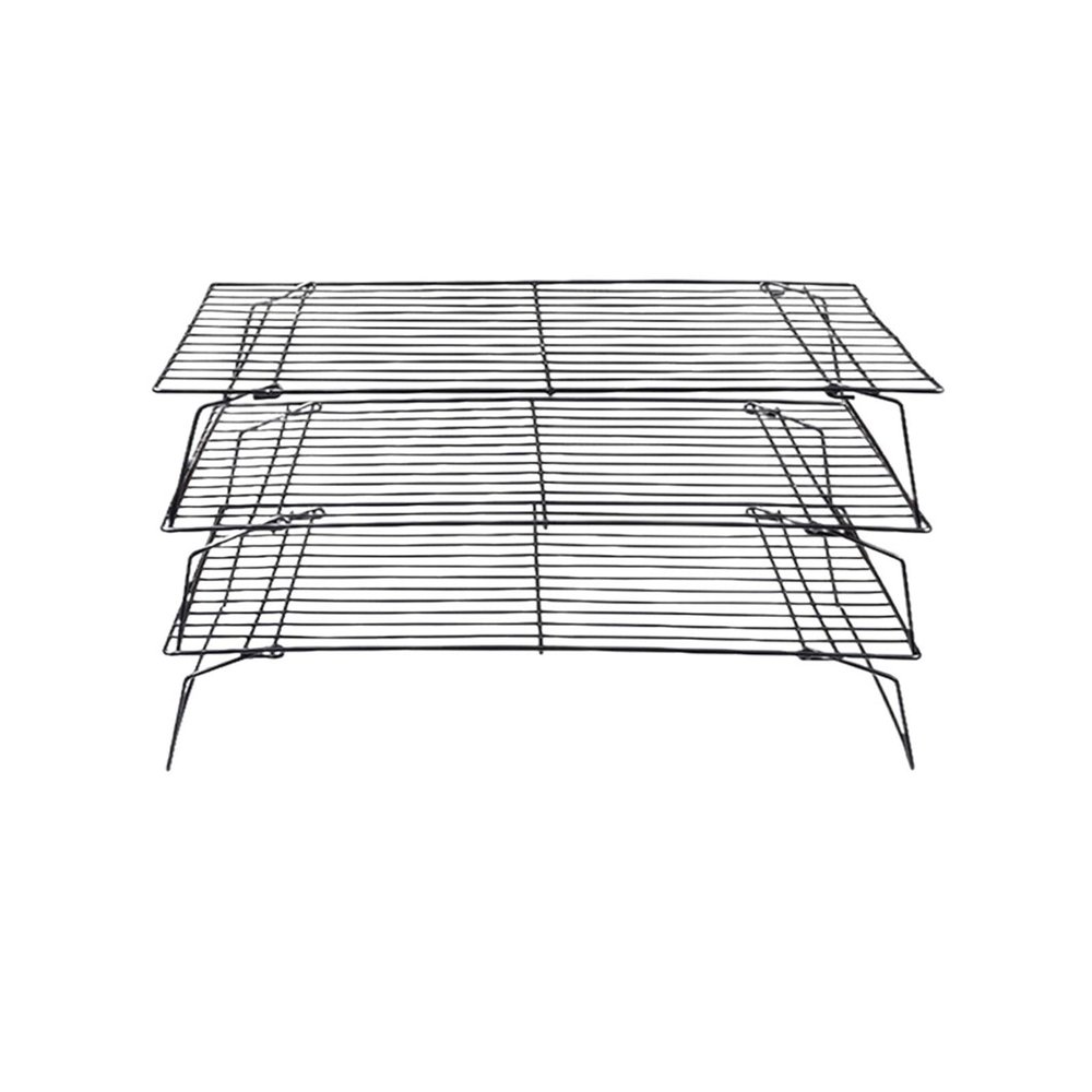 3-Layer Stackable Foldable Pastry Tray With Cooling Rack, Non-Stick Oven Safe Wire Grid Baking Tray & Grill