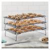 3-Layer Stackable Foldable Pastry Tray With Cooling Rack, Non-Stick Oven Safe Wire Grid Baking Tray & Grill view 2