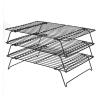 3-Layer Stackable Foldable Pastry Tray With Cooling Rack, Non-Stick Oven Safe Wire Grid Baking Tray & Grill view 4