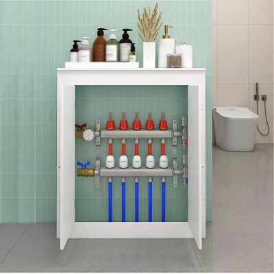 HOLGVE Household Wooden Radiator Radiator Manifold Cover, Double Door Storage Cabinet Radiator, Water Proof Wood-Plastic Board, Strong Load-Bearing Capacity(35x31x8in/90x80x20cm)