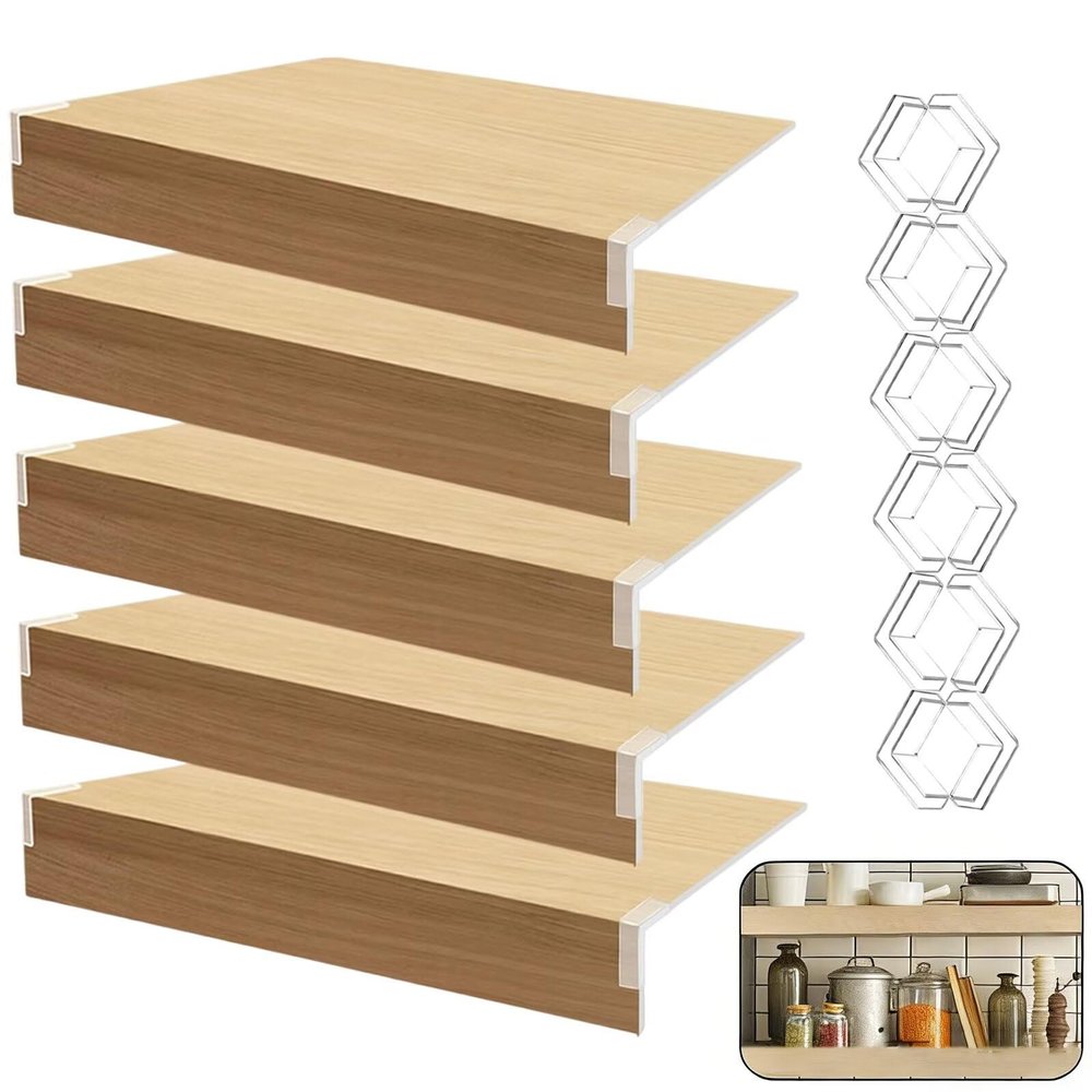 5 Pcs Wire Shelf Cover 3516 in, 3 in High Faux Wood Shelf Covers for Wire Shelving, PVC Waterproof Moisture Wires Shelving Cover, 0.3 in Thick Wire Rack Covers for Pantry, Closet, Kitchen, Beige A
