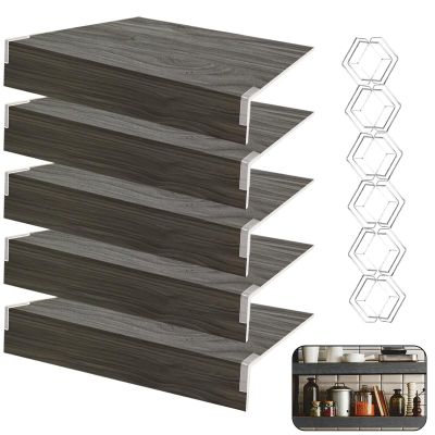 5 Pcs Wire Shelf Cover 4516 in, 3 in High Faux Wood Shelf Covers for Wire Shelving, PVC Waterproof Moisture Wires Shelving Cover, 0.3 in Thick Wire Rack Covers for Pantry, Closet, Kitchen, Gray A