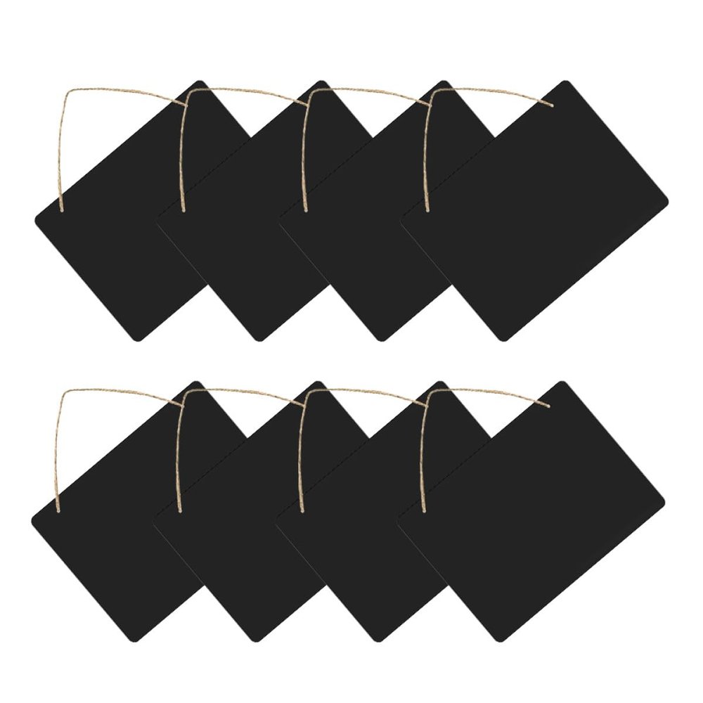 DOITOOL Wooden Double-Sided Chalkboard Sign with Hanging Rope, Rectangular Message Board Pendant for Home Decor and Flower Store, 8pcs Set