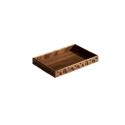 Breakfast Tray Walnut Rectangular Tray Home Tea Cup Commercial Afternoon Snack Plate Hotel Storage(A)
