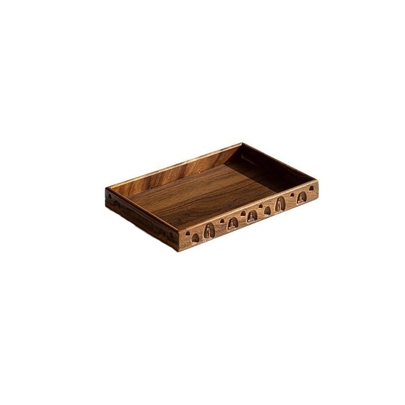 Breakfast Tray Walnut Rectangular Tray Home Tea Cup Commercial Afternoon Snack Plate Hotel Storage(A)