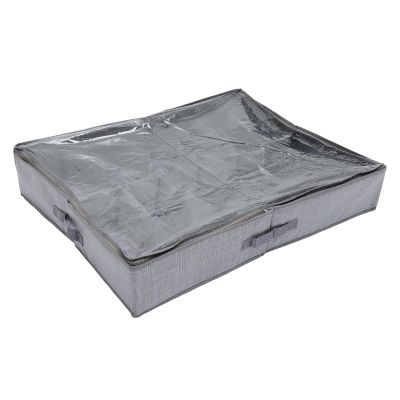 CATIEBYE Foldable under Bed Shoe Storage Box with Multi-grid Compartments, Non-woven Fabric Shoe Organizer for Space-saving Closet and Bedroom Storage, Gray