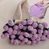 38 Type Finished Flower Bouquet Blanket, Crochet Flower Bouquet Blanket Finished, Rose Blankets Bouquets, crochets Rose Knitted Throw Flowers Romantic Gifts for Women (Purple, 23.62in) view 3