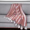 HomeRoots 548932 50 x 60 in. Rust Woven Cotton Striped Throw Blanket with Tassels view 1