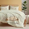 ANALTIRCE Coverless Quilt Set with 2 Pillowcases, 7.5 Tog 80" x 90" Size Reversible Duvet All Seasons with Cartoons Animals Pattern, Lightweight and Warm Cream 3 Comforter Full view 1