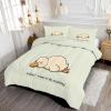 ANALTIRCE Coverless Quilt Set with 2 Pillowcases, 7.5 Tog 80" x 90" Size Reversible Duvet All Seasons with Cartoons Animals Pattern, Lightweight and Warm Cream 3 Comforter Full view 2