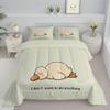 ANALTIRCE Coverless Quilt Set with 2 Pillowcases, 7.5 Tog 80" x 90" Size Reversible Duvet All Seasons with Cartoons Animals Pattern, Lightweight and Warm Cream 3 Comforter Full view 3