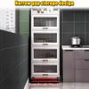 YVYKFZD Rolling Spice Rack, Slim Storage Cart, Mobile Kitchen Utility Cart with Wheels and Tempered Glass Doors, Narrow Standing Shelf, Space Saving Bathroom Organizer(Gray,4 Tier 15.7"x15.7"x50.5") view 3