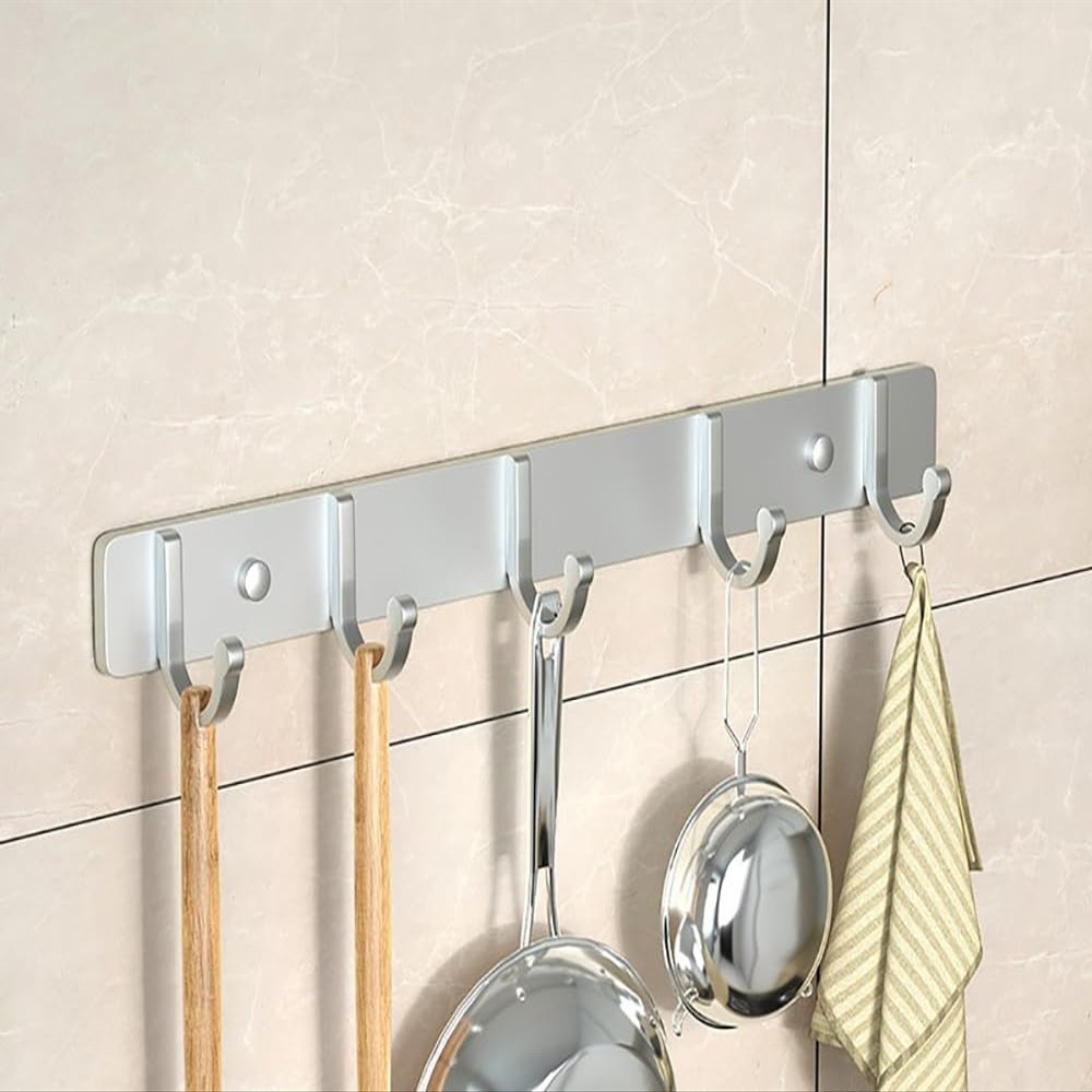 YTUANXSALOUE Kitchen Hanging Rack, 2 Pieces Kitchen Utensil Rail with Sliding Hooks Wall Mounted Hanging Rack 304 Stainless Steel Hanger for Tools, Pot