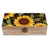 FodPand Wooden Box for Keepsake, Beautiful Sunflower Storage Chest with Retro Lock, Large Decorative Container Box for Home, Jewellery Organiser for Makeup, 7.9x3.9x2.3Inches view 1