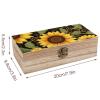 FodPand Wooden Box for Keepsake, Beautiful Sunflower Storage Chest with Retro Lock, Large Decorative Container Box for Home, Jewellery Organiser for Makeup, 7.9x3.9x2.3Inches view 2