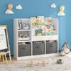 Thctvous 4-Tier Bookshelf for Kids Room,Wooden Nursery Bookshelf with Toy Storage Bin, Childrens Book Shelf for Nursery, Playroom, Easy Assembly (White 1) view 1