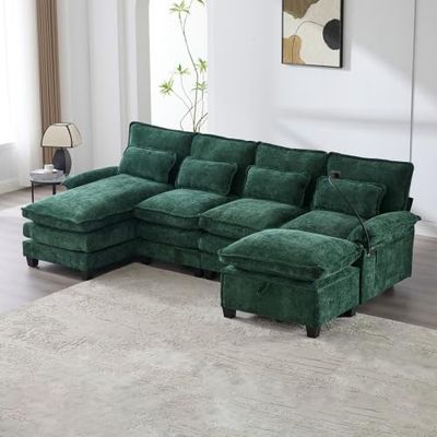 106" U Shape Sectional Sofa Cloud Couch for Living Room, Upholstery Comfy Modular Sofas