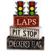 Lineshading 4 Pcs Race Car Wooden Tiered Tray Decor Tabletop Block Signs view 1