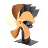 ANGGREK Fireplace Fan, Heat Powered Stove Fan Heating Efficient Hot Air Circulation with Temperature Gauge for Log Burning Stove (Gold) view 3