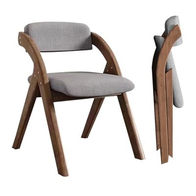 2 Pack Portable Wooden Folding Chairs, Linen Padded, Removable Covers, Ideal for Kitchen, Office, Wedding, Party, Space-Saving Dining Chairs