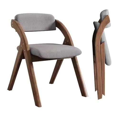 2 Pack Portable Wooden Folding Chairs, Linen Padded, Removable Covers, Ideal for Kitchen, Office, Wedding, Party, Space-Saving Dining Chairs